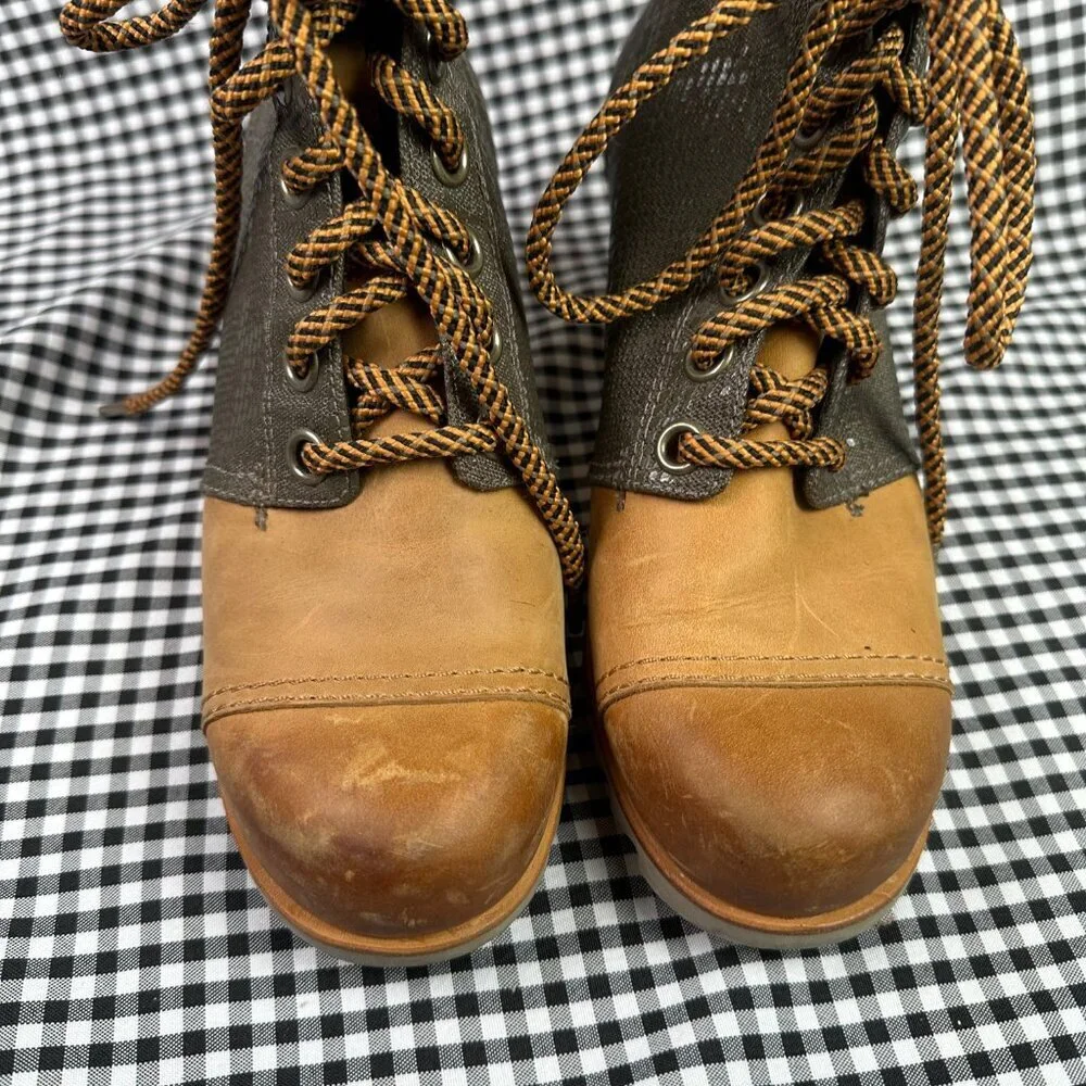 Sorel 1964 Canvas Leather Waterproof Snow Wedge Bootie Size 9 Apres Ski Winter